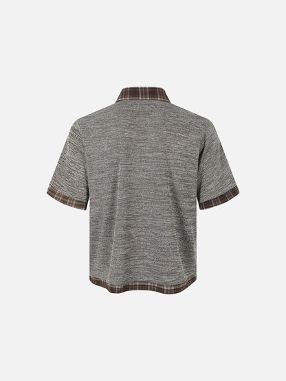 DAXUEN Layered plaid short-sleeved casual shirt