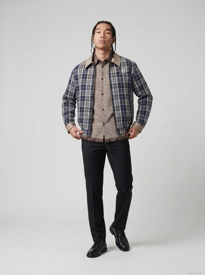 DAXUEN Layered Plaid Short-Sleeved Shirt | DAXUEN — model photo