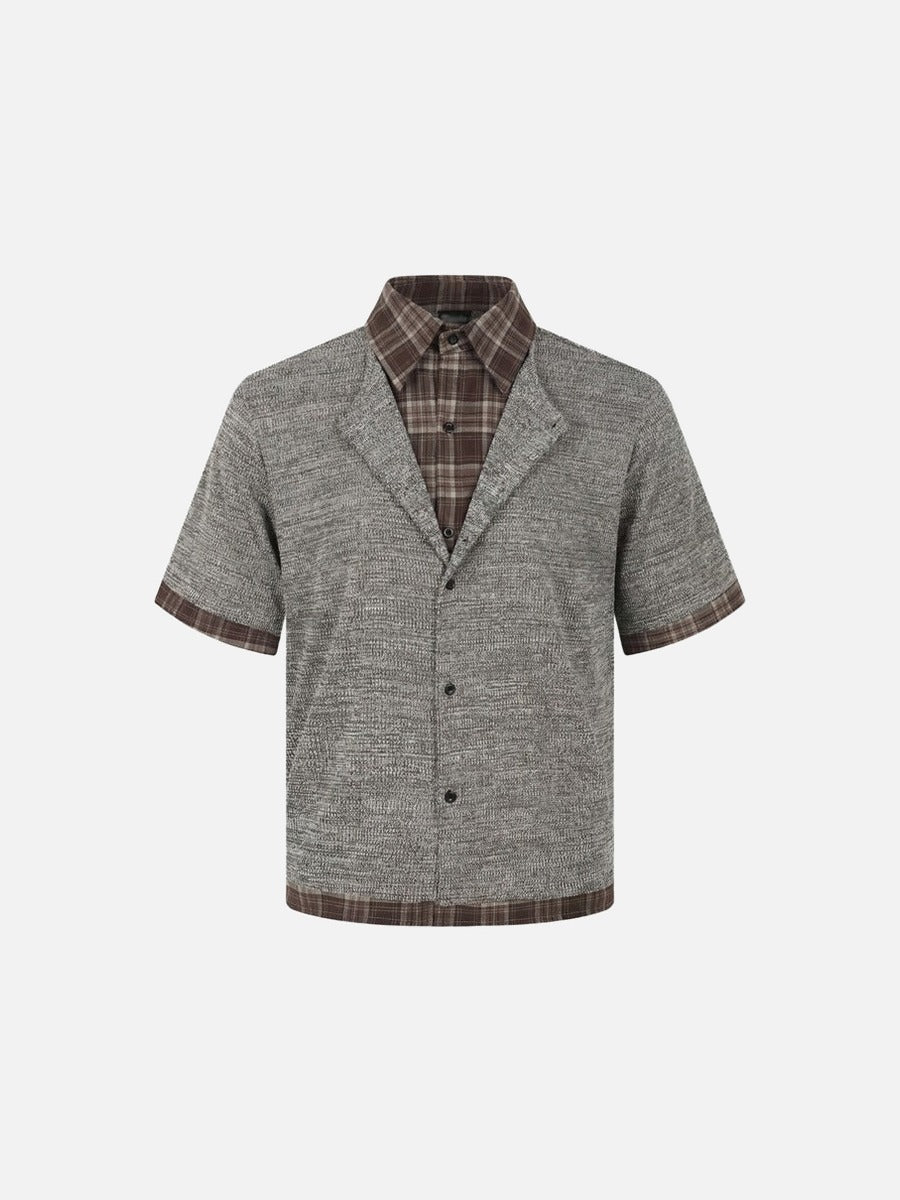 DAXUEN Layered plaid short-sleeved casual shirt