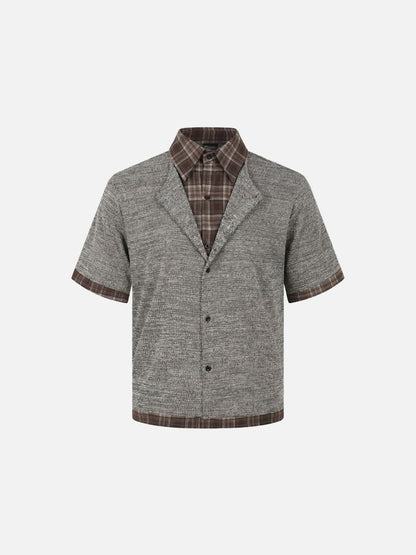 DAXUEN Layered plaid short-sleeved casual shirt