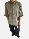 DAXUEN Layered plaid short-sleeved casual shirt
