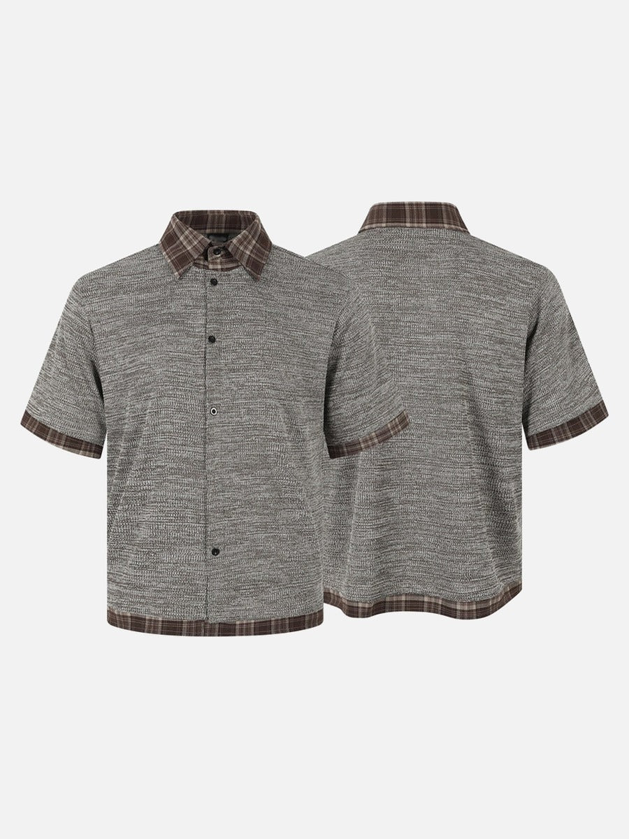DAXUEN Layered plaid short-sleeved casual shirt