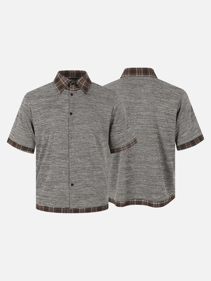 DAXUEN Layered plaid short-sleeved casual shirt