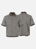 DAXUEN Layered plaid short-sleeved casual shirt