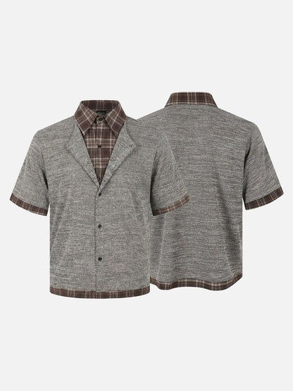 DAXUEN Layered plaid short-sleeved casual shirt