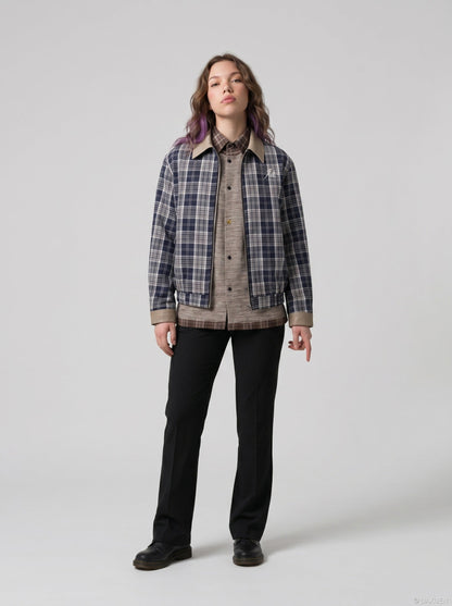DAXUEN Layered Plaid Short-Sleeved Shirt | DAXUEN — model photo