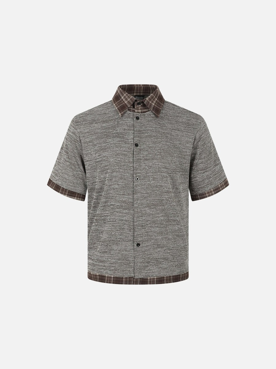 DAXUEN Layered plaid short-sleeved casual shirt