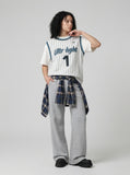 DAXUEN Layered striped graphic short-sleeved t-shirt — model photo