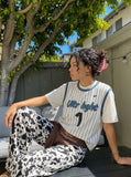 DAXUEN Layered striped graphic short-sleeved t-shirt — model photo