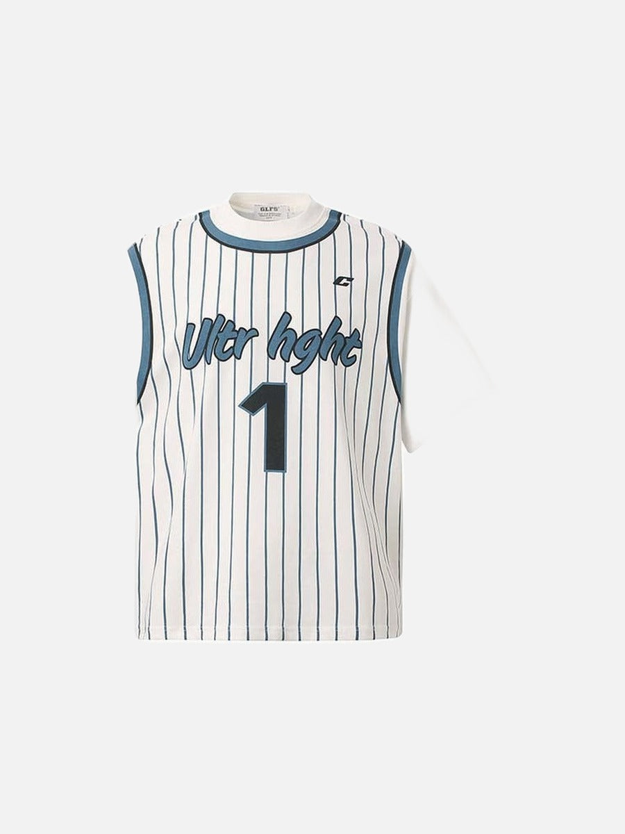 DAXUEN Layered striped graphic short-sleeved t-shirt