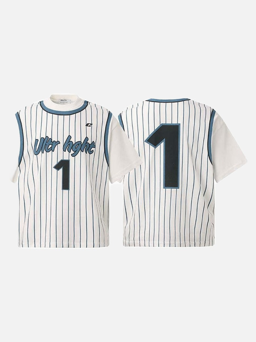 DAXUEN Layered striped graphic short-sleeved t-shirt