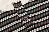 DAXUEN layered striped henley graphic tee