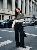 DAXUEN layered striped henley graphic tee — model photo