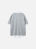 DAXUEN Layered oversized V-neck top with contrasting collar