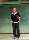 DAXUEN Layered oversized V-neck top with contrasting collar — model photo