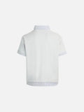 DAXUEN Layered V-neck short sleeve top with striped inner shirt