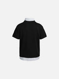DAXUEN Layered V-neck short sleeve top with striped inner shirt