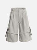 DAXUEN Layered wide-leg cargo shorts in olive-grey