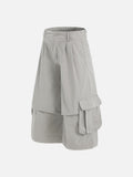 DAXUEN Layered wide-leg cargo shorts in olive-grey