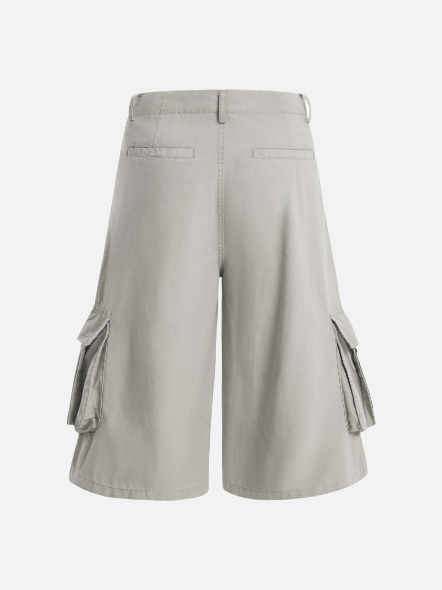 DAXUEN Layered wide-leg cargo shorts in olive-grey