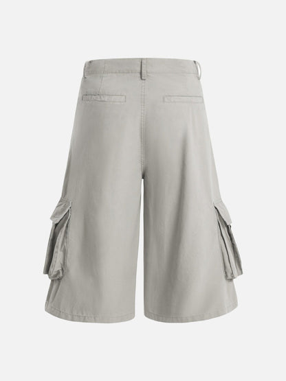 DAXUEN Layered wide-leg cargo shorts in olive-grey