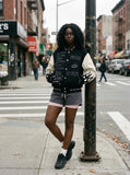 DAXUEN Layered women's athletic shorts — model photo
