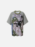 DAXUEN Oversized short-sleeved T-shirt with cat graphic