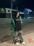 DAXUEN Leopard graphic oversized t-shirt — model photo