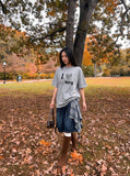 DAXUEN Leopard print graphic oversized T-shirt — model photo