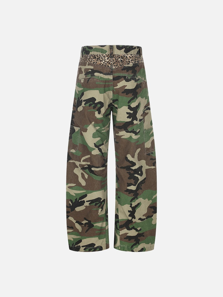 Camouflage Pattern Panel Cargo Pants