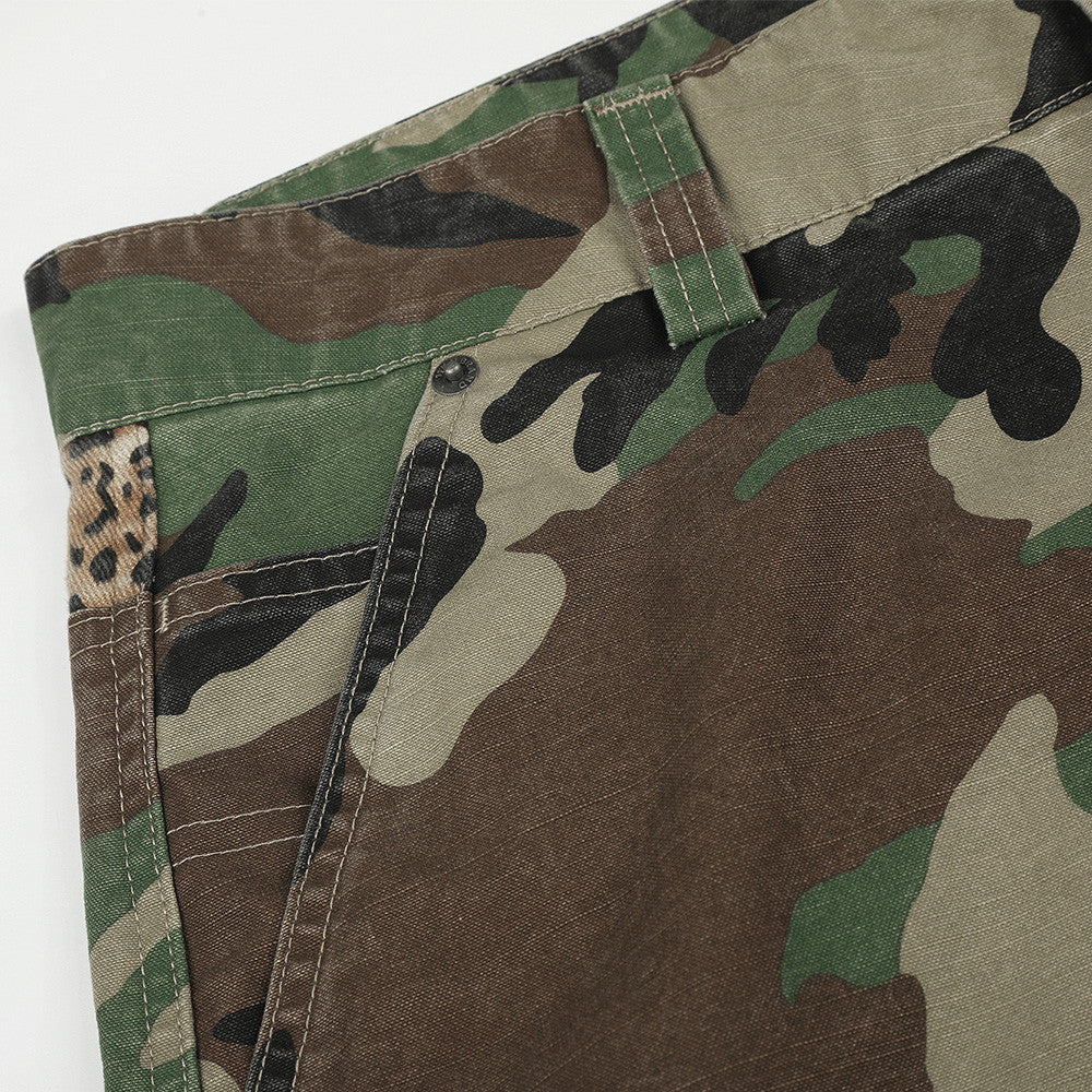 Camouflage Pattern Panel Cargo Pants