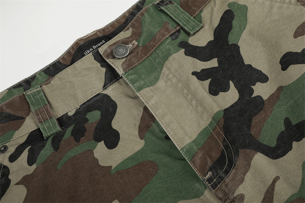 Camouflage Pattern Panel Cargo Pants