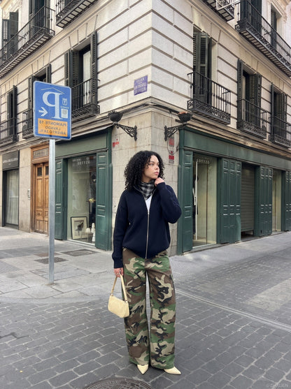Camouflage Pattern Panel Cargo Pants