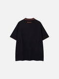 DAXUEN black oversized leopard print collar polo shirt