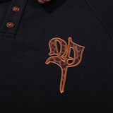 DAXUEN black oversized leopard print collar polo shirt
