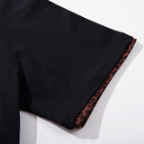 DAXUEN black oversized leopard print collar polo shirt