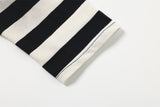 DAXUEN black and white striped polo shirt with leopard print collar