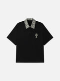 Leopard Print Contrast Collar Polo Shirt
