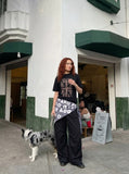 DAXUEN Leopard print crew neck t-shirt — model photo