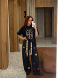 DAXUEN Leopard print crew neck t-shirt — model photo