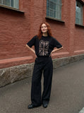 DAXUEN Leopard print crew neck t-shirt — model photo