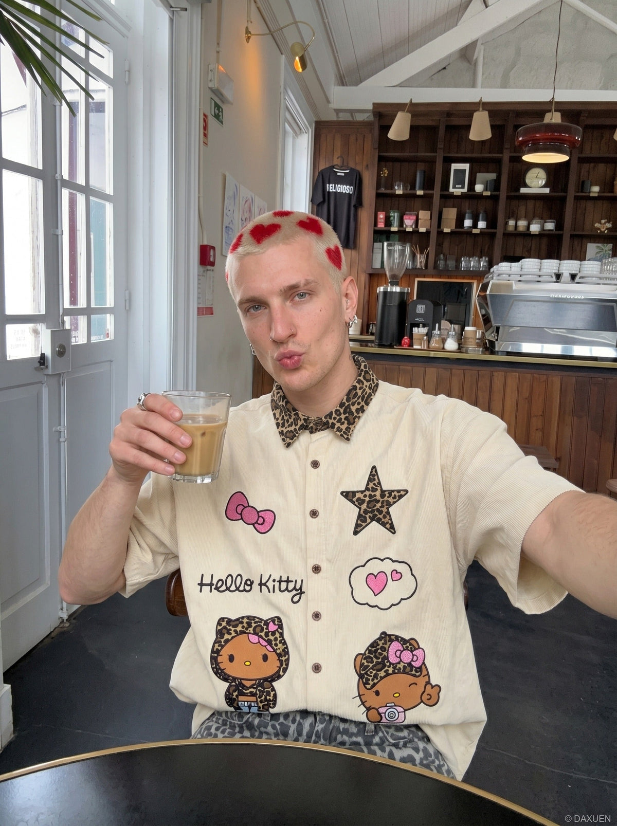 DAXUEN Leopard Print Embroidered Button-up Shirt | DAXUEN — model photo