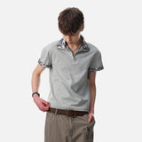 DAXUEN Leopard print half-zip polo shirt