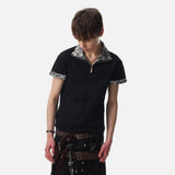 DAXUEN Leopard print half-zip polo shirt
