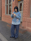 Leopard Print Patchwork Denim Shirt