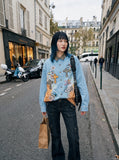 Leopard Print Patchwork Denim Shirt