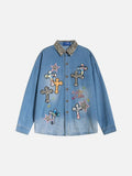 Leopard Print Patchwork Denim Shirt