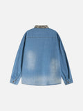 Leopard Print Patchwork Denim Shirt