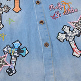 Leopard Print Patchwork Denim Shirt