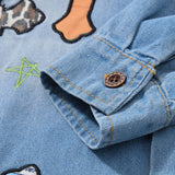 Leopard Print Patchwork Denim Shirt